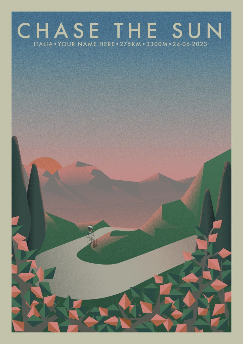 Chase The Sun Italia [Personalised] | The Adventure Collection | Cycling Art Print