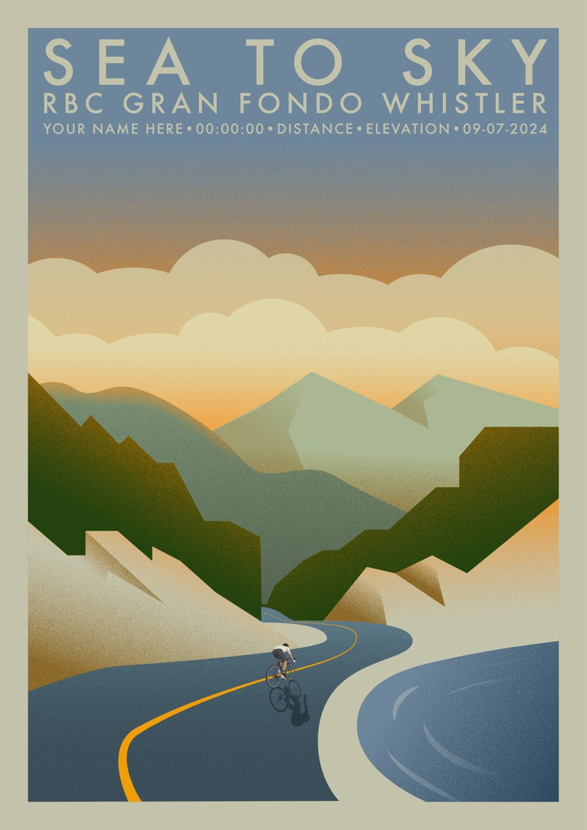 Sea to Sky | RBC GranFondo Whistler [Personalized] | The Adventure Collection | Cycling Art Print