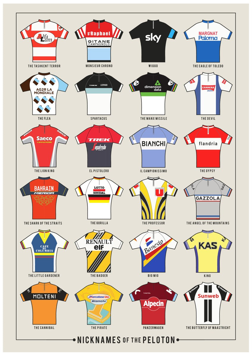 Nicknames of the Peloton | Cycling Art Print