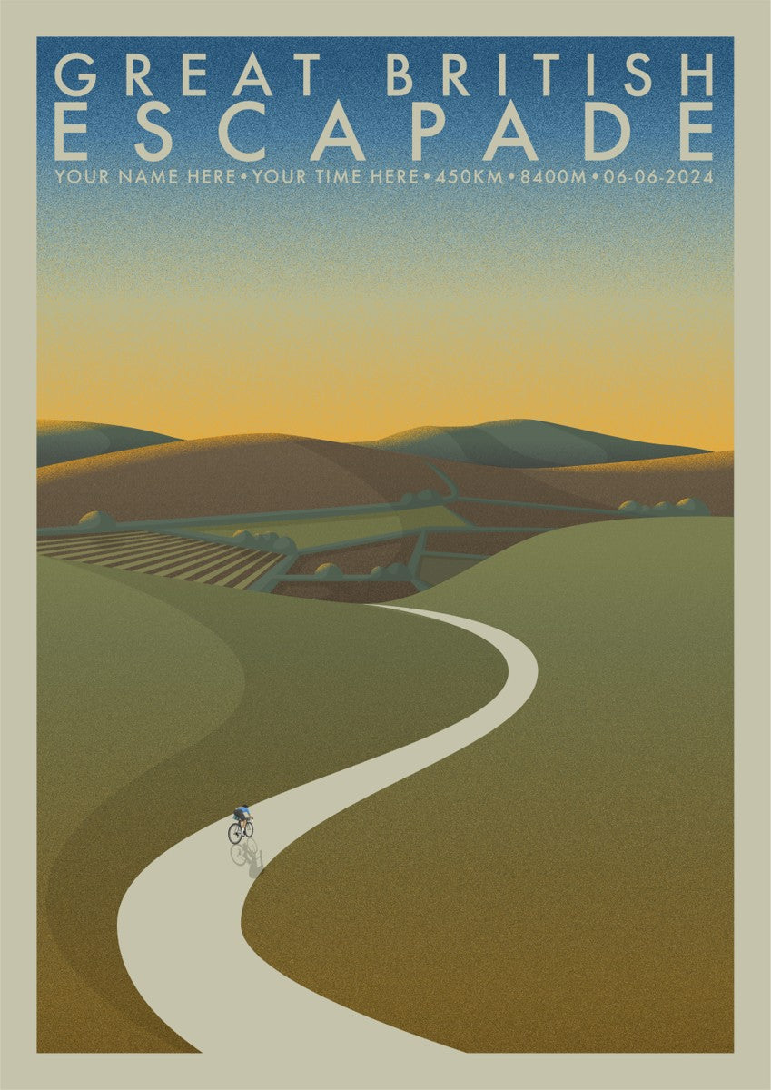 The Great British Escapade [Personalised] | The Adventure Collection | Cycling Art Print